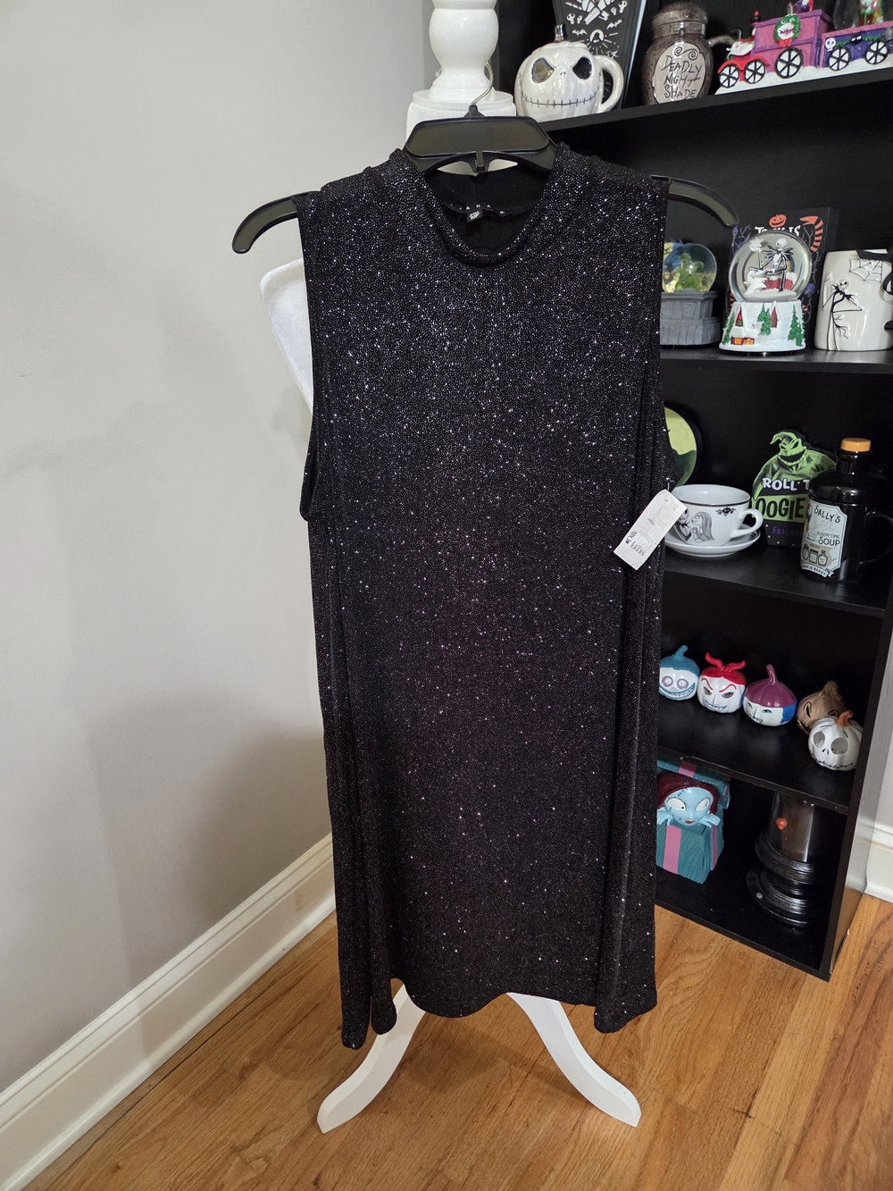 Tiana B. Sleeveless Sparkle Shift Dress - Black